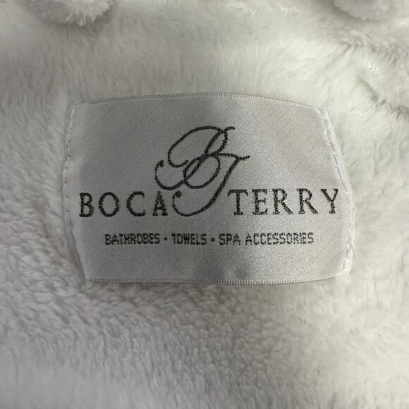 Boca Terry White Robe One Size Plush Spa Club Unisex Soft Cotton Blend with Tie - Picture 7 of 12